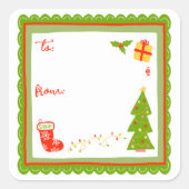 Sticker Carré Cute Whimsical Christmas Holiday CUSTOM TO FROM (Devant)