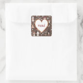 Sticker Carré Cute Whimsical Fair Gnomes and Mushrooms Hello (Sac)