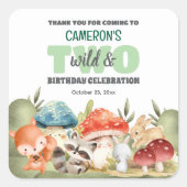 Sticker Carré Cute Woodland Animals 2nd Birthday Party  (Devant)