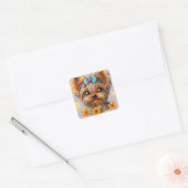 Sticker Carré Cute Yorkie Kawaii Puppy (Enveloppe)