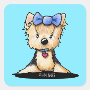 Sticker Carré Cute Yorkie Terrier