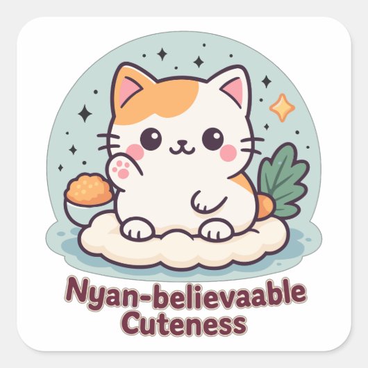 Sticker Carré Cutesse Nyan crédible - Cute Kawaii Cat (Devant)