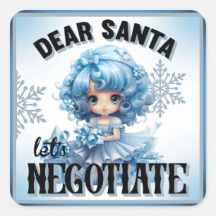 Sticker Carré Cutie Blue Cher Père Noël Noël