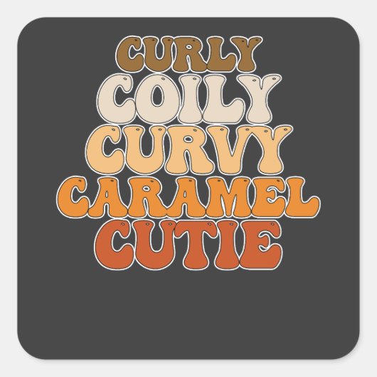 Sticker Carré Cutie Caramel Curly Curly (Devant)