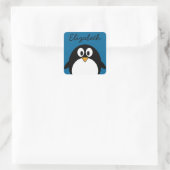 Sticker Carré cutoon penguin blue background (Sac)