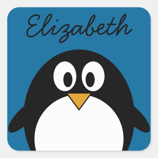 Sticker Carré cutoon penguin blue background (Devant)