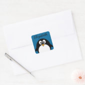 Sticker Carré cutoon penguin blue background (Enveloppe)