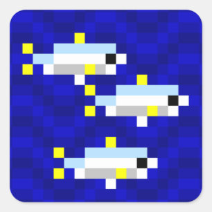 Sticker Carré Cuttle Scuttle école de sardines feuille d'autocol