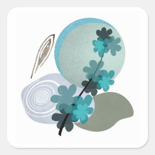 Sticker Carré Cyan Boho