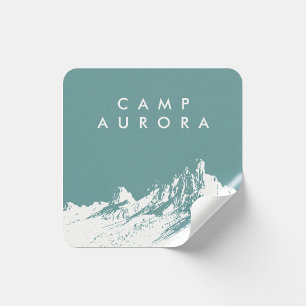Sticker Carré Cyan dénaturé de montagne minimaliste moderne