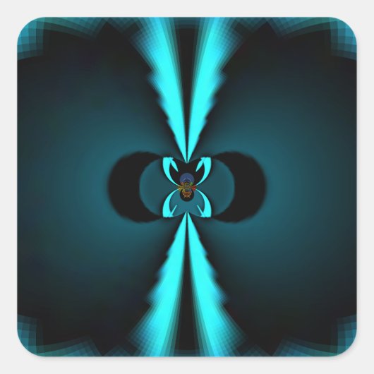 Sticker Carré Cyan et Black Abstrait Art Print (Devant)