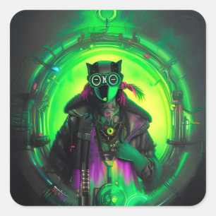Sticker Carré Cybergoth Chat Man