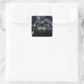 Sticker Carré Cyborg abstrait moderne bleu (Sac)