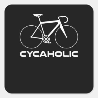 Sticker Carré Cycaholic Vélo Addict Funny Cycliste Logo