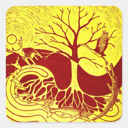 Sticker Carré Cycle naturel Jaune (Devant)