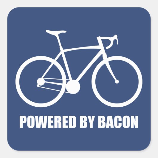 Sticker Carré Cyclisme Alimenté Par Bacon (Devant)