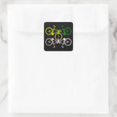 Sticker Carré Cyclisme Jaune Vert Blanc Polka-Dot Jerseys (Sac)