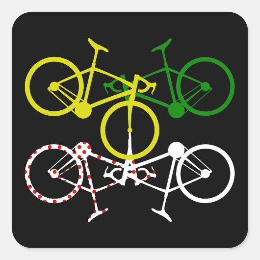 Sticker Carré Cyclisme Jaune Vert Blanc Polka-Dot Jerseys (Devant)
