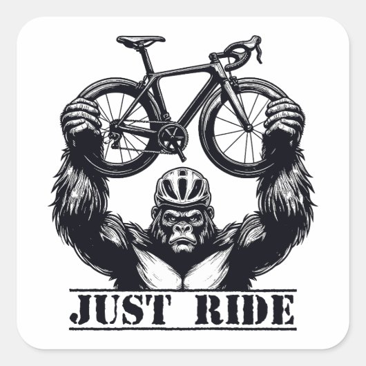 Sticker Carré Cyclisme Juste Ride Gorilla (Devant)