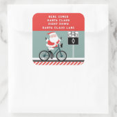 Sticker Carré Cycliste Cyclisme Père Noël Noël (Sac)