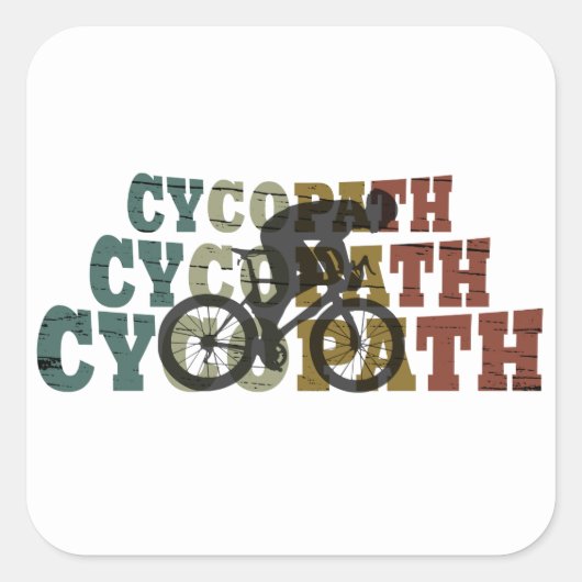 Sticker Carré Cycopath - Vélo de Montagne - Cyclisme Drôle (Devant)