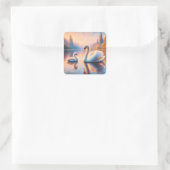 Sticker Carré Cygnet et cygne (Sac)