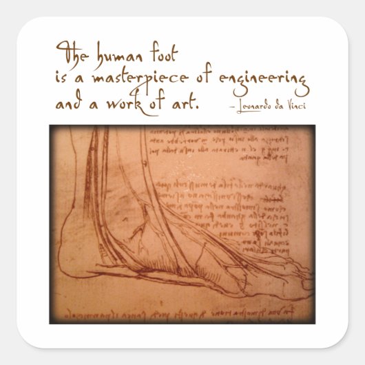 Sticker Carré da Vinci : "Le pied humain est..." (Devant)