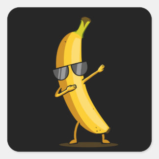 Sticker Carré Dabbing Jaune Banana Dab Dansant Funky Fruit