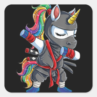 Sticker Carré Dabbing Ninja Unicorn