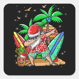 Sticker Carré Dabbing Père Noël Noël en juillet Enfants Hawaiian