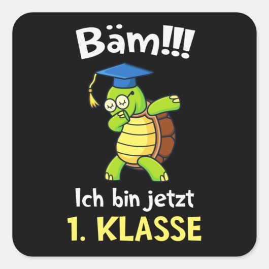 Sticker Carré Dabbing Schildkröte 1. Klasee Schulanfang Kinder (Devant)