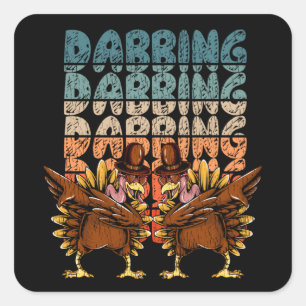 Sticker Carré Dabbing Thanksgiving Drôle Dab Dinde Cadeau Enfant