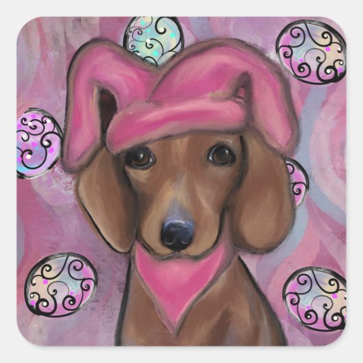 Sticker Carré Dachshund (Devant)