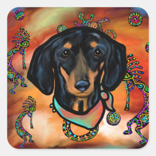 STICKER CARRÉ DACHSHUND