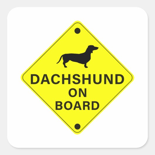 Sticker Carré Dachshund à bord Funny Dog Bumper (Devant)