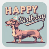 Sticker Carré Dachshund Chien coloré (Devant)