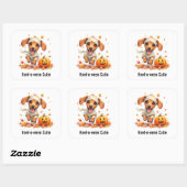 Sticker Carré Dachshund Chiot maman Halloween Aquarelle (Feuille)
