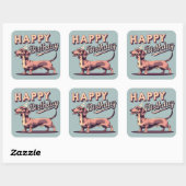 Sticker Carré Dachshund coloré (Feuille)