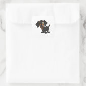Sticker Carré Dachshund dessin animé chien mignon (Sac)