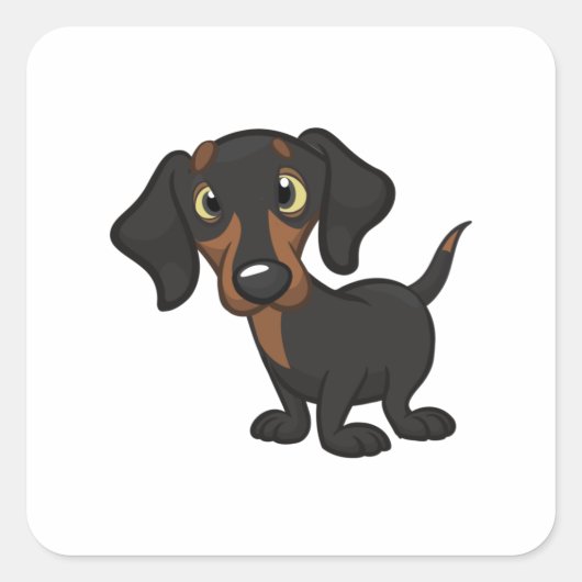 Sticker Carré Dachshund dessin animé chien mignon (Devant)