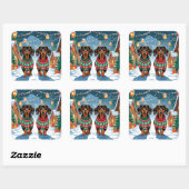 Sticker Carré Dachshund Dogs Christmas Snow Holiday (Feuille)
