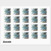 Sticker Carré Dachshund et Forget-Me-Nots (Feuille)
