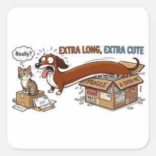Sticker Carré Dachshund Extra Long et Extra Mignon