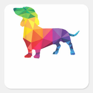 Sticker Carré Dachshund Gay pride LGBT Arc-en-ciel Cadeaux Chien