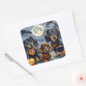 Sticker Carré Dachshund Halloween Éffrayant (Enveloppe)