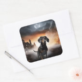 Sticker Carré Dachshund Halloween effroi (Enveloppe)