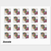 Sticker Carré Dachshund & Lunettes Rainbow Splash (Feuille)