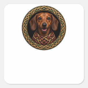 Sticker Carré Dachshund Nœud Celtique