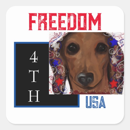 Sticker Carré Dachshund Rouge (Devant)