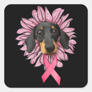 Sticker Carré dachshund sensibilisation au cancer du sein